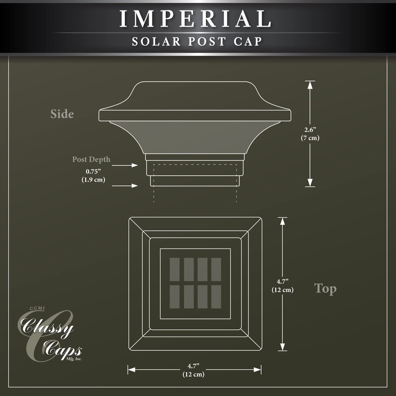 Classy Caps SL082W Imperial Solar Post Cap, 2.5" x 2.5",