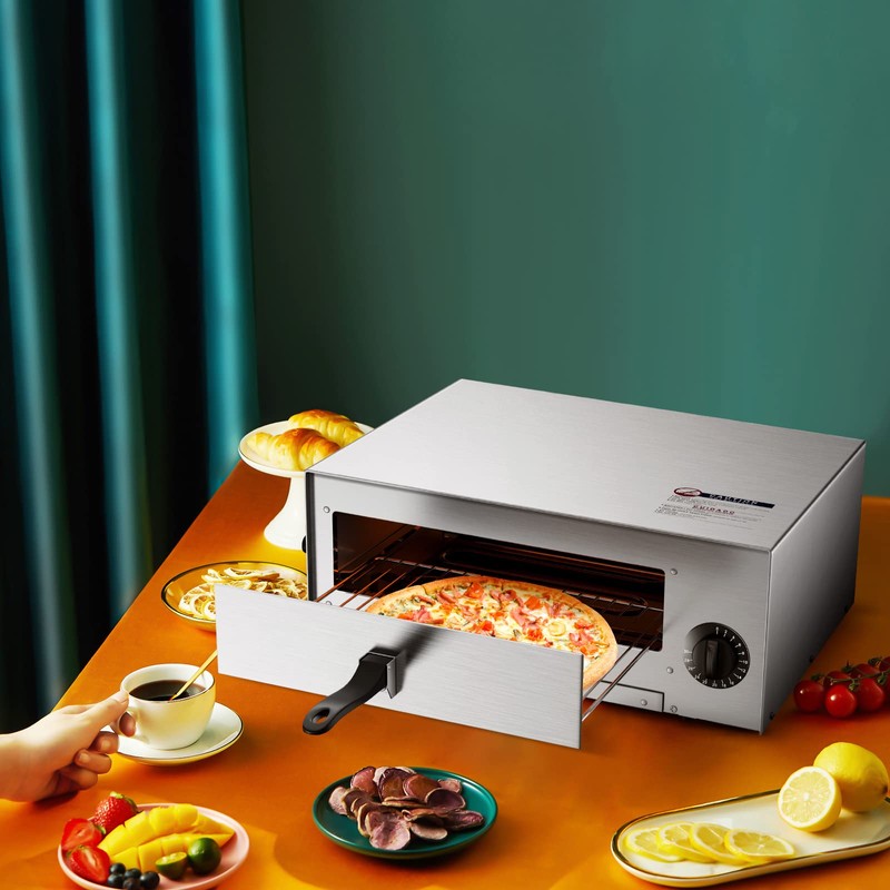 Electric Pizza Oven, Stainless Steel Pizza Baker With Auto Shut-off,
