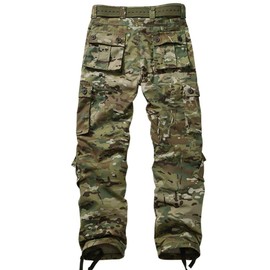 TRGPSG Men's Lightweight Hiking Pants Outdoor Ripstop Wild Cargo Pants Multi-Pocket Military Army Camo Casual Work Trousers 5335 CP Camo 38