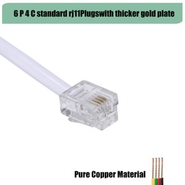 TOYAYAYO 3Pack RJ11 Cable Phone Cord for Landline 10ft Telephone Cord Phone Line Cord RJ11 6P4C Male to Male for Landline Phone and Fax -(White-10Feet)