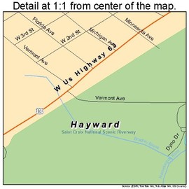 Large Street & Road Map of Hayward, Wisconsin WI - Printed poster size wall atlas of your home town