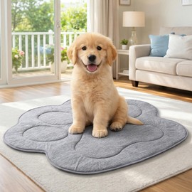 Cozy Bliss Cute Paw Shape Cooling Mat for Medium Dogs and Cats, Non-Slip, Leakproof Washable Pet Cooling Mat Q-Max 0.5 for Hot Weather, Indoor and Outdoor Summer Pad, Heather Charcoal Grey, 35"x40"