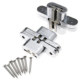 2 X Hidden Cross Invisible Hinges For Folding Wooden Door Stainless Steel