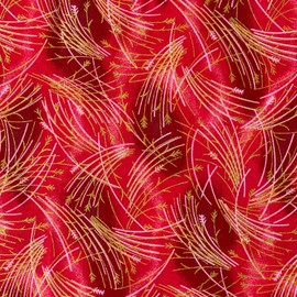 Jukway Cotton Fabric Sold by the Metre, 50 cm x 145 cm, 100% Cotton Fabrics for Sewing, Bronzing Golden Pattern, Fabric Sold by the Metre, Cotton Quilting, DIY Decoration Crafts (03 Pattern, Red)
