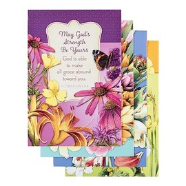 DaySpring - Nature's Blessing - Marjolein Bastin - Get Well - 4 Design Assortment With Scriptute - 12 Get Well Boxed Cards & Envelopes (18583)