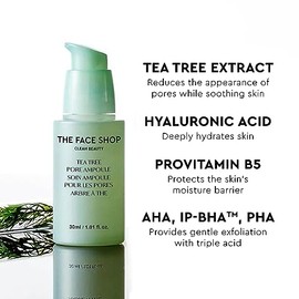 The Face Shop Tea Tree - Ampolleta de Árbol de Té para Poros - Suero purificante con efecto glow y control de grasa - K-beauty coreano original para u
