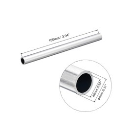 TA-VIGOR 3Pcs 6063 Aluminum Round Tube, 8mm OD 6mm ID 100mm Length Metal Seamless Straight Tubing Aluminum Pipe for Home Furnishing, Machinery, DIY Handicraft
