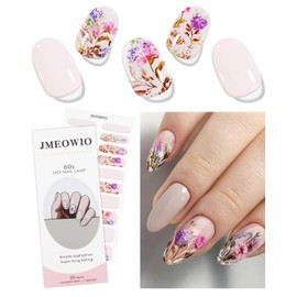 JMEOWIO - Pegatinas de uñas de gel semicuradas con flores, tiras de uñas de gel UV/LED, accesorios de decoración de diseño artístico