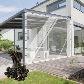 CghhDY Waterproof Transparent Curtains Outdoor Plastic Tarpaulin Side Panels, with Grommet, for Garden, Plants, Pergola, Customizable (Color : Clear, Size : 5x1.8m/16.4x5.9ft)