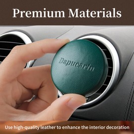 Dapucarin Car Air Freshener Vent Clip Fragrance Long Lasting Auto Odor Eliminator - Made with Natural Plant Extracts - Green Leather Diffuser with 2 Pieces Blue Moment Scent Refills