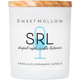 SweetHollow SRL Stupid Replaceable Listener Candle for Mark Thompson Fans, What You Do Podcast, Highly Scented and Long Lasting Coconut Wax, Large, Vanilla & Cinnamon