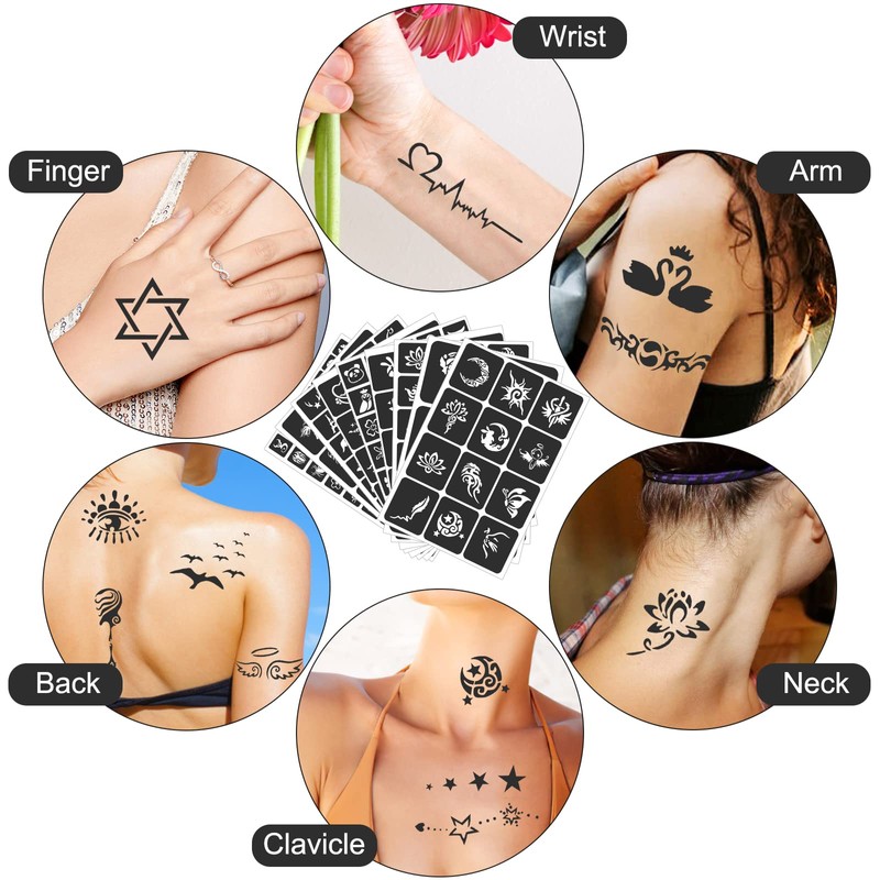 Henna Stencils 24 Sheets – 400+ Reusable Tattoo Stencils