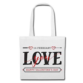 Reifen-Markt Tasche Umhängetasche VALENTINSTAG LOVE YOU HAPPY VALENTIN`S DAY - FRAU MANN - LIEBE - MAMA - PAPA Einkaufstasche Schulbeutel Turnbeutel in Weiß