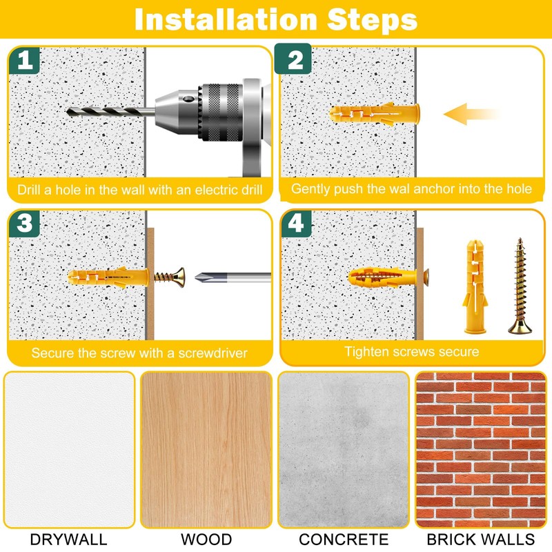 Zynthor Screws and Wall Plugs Set, Plasterboard Fixings, 160Pcs