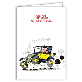 Gaston Lagaffe GLCT-0123 Another Year Older Car and Flowers Birthday Card [In Foreign Language]