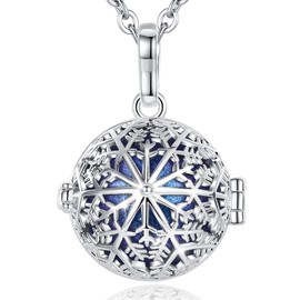 EUDORA Harmony Bola Snow Flower 20mm Angel Caller Pregnancy Women Necklace Guardian Angel Wishing Chime Mexico Ball Bola Pendant for Future Mama Jewellry Gift for Mom Women Wife, 30inch