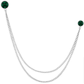 HAWSON Birthstone Brooch Pin for Men with Hanging Chain & Crystal, Mens Silver Lapel Pin for Wedding/Birthday/Party Dress Suits Accessories