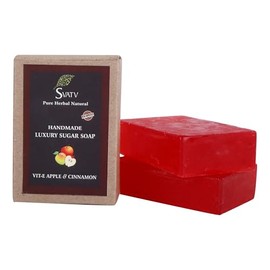 Jabón Artesanal Con Hierbas Naturales Y Calmantes Como La Vitamina E, Manzana Y Canela Para Hombres Y Mujeres. Barra Exfoliante, Jabón Ayurvédico Tradicional De Hierbas Para Todo Tipo De Piel.