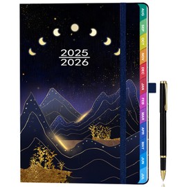 Academic 2025-2026 Diary A5 Week to View, Aug 2025 - July 2026, Weekly and Monthly Planner, with Pen Set, Colorful Monthly Tabs, Inner Pocket - (5.9" × 8.5") - Star Sky