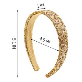 Gold Rhinestone Headband Thin Elastic Hairband for Women Girls Vintage Tea Party Headbands for Bridal Gold Wedding Headbands for Bridesmaid Bride Glitter Bling Hair Accessories for Short Hair Braids