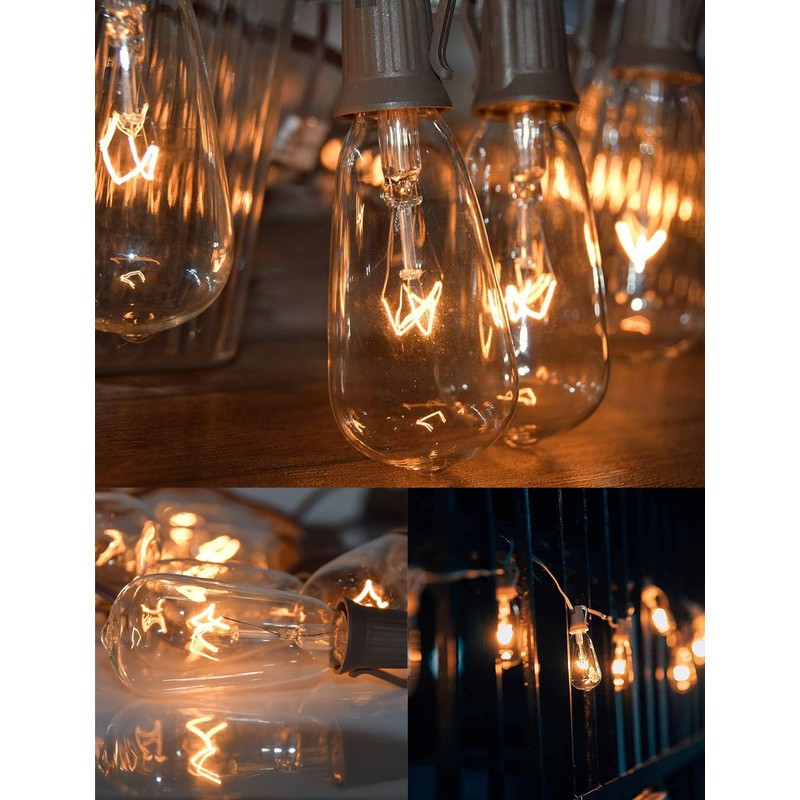 Pallerina 10-Pack Edison Replacement Bulbs ST40 Light Bulbs, 7W 120V