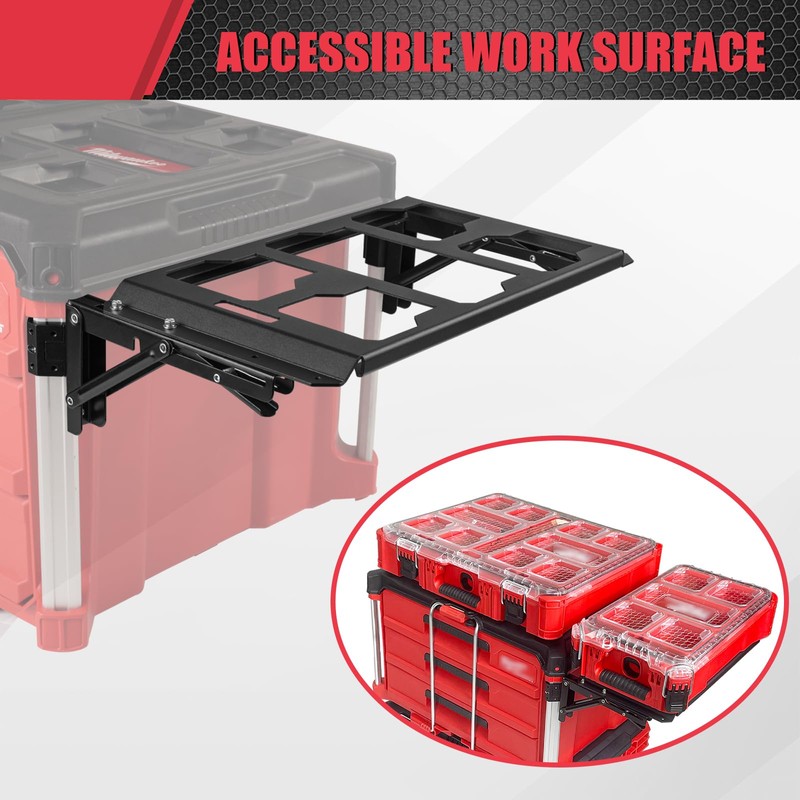 Folding Packout Mount Compatible with Milwaukee Packout Toolbox,Side Storage for