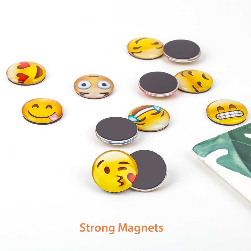 Lesfit Magnetic Emojis, 12 Pack 3D Glass Smiley Emoji Fridge