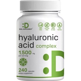 DEAL SUPPLEMENT Hyaluronic Acid Supplements 1,500mg Pills with MSM & Vitamin C,  240 Capsules