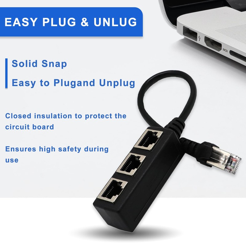 HUAREW RJ45 Ethernet Splitter Cable, Splitter 1 to 3 Port,