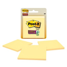 Post-it Super Sticky Notes, 3x3 in, 3 Pads, 2x the Sticking Power, Canary Yellow, Recyclable(3321-SSY)