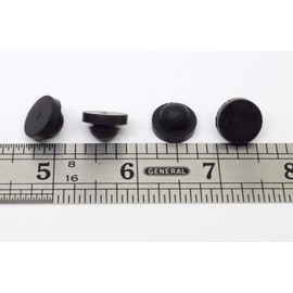 Black SBR Rubber Push in Ridged Bumper - Foot - Bumper Diameter - 9/16", Bumper Height - 1/8", Fits Hole Size - 9/32"