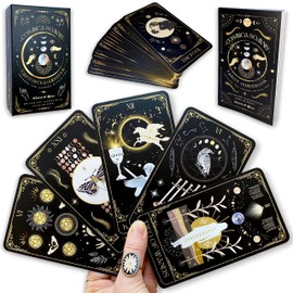 Shores Of Moon Cosmica Somnis Tarot Deck con Guía Y Caja, 78 Cartas, Cubierta Completa, Sueños Cósmicos, Astrología Celestial, Herramienta De Adivinación De Oro
