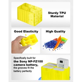 Selens TPU Air Bladder NP-FZ100 Camera Battery Case Bag Box for Sony NP-FZ100 Battery (Yellow 4 Sections)