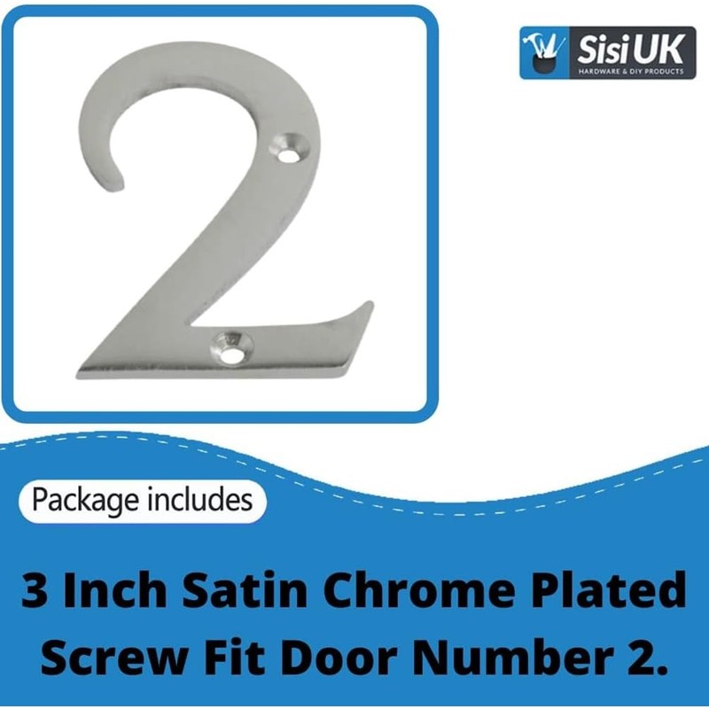 SISI UK® Satin Chrome Front House Door Numbers & Letters