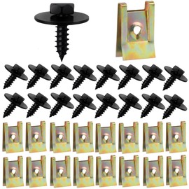 100 Sets of Sheet Metal Nut Screw Nut Clip Kit, Mudguard Clip Sheet Metal Nut Attachment, Sheet Metal Screws Mudguard Attachment Sheet Nuts Assortment, with Screws for Car