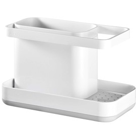 Litem Sink Organizer – A compact unit for holding various kitchen sink items: brush, sponge, detergent, & completely washable (Grey, 8.11Wx4.3Dx5.23H)
