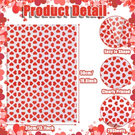 Jwssor Heart Tissue Paper,20sheets Red Valentines Wrapping Paper,50x35cm Heart Shape Gift Wrapping for Mother’s Day