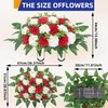 LOSFOTBO Artificial Cemetery Silk Flowers Saddle,Carnation Cemetery Headstone Flower Saddle,Memorial