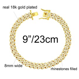 kelistom Cuban Link Anklet Bracelet for Women Men Hip-hop 18K Gold/White Gold Plated Iced Out Rhinestones Filled Chain Ankle Bracelets, 9" 10" 11"