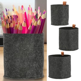 Felt Basket Set of 3 Storage Baskets Dark Grey S: Diameter 15 x 17 cm; M: Diameter 19.5 x 20.5 cm; L: Diameter 23 x 22 cm Felt PVC Loop | Handle Basket Basket Organiser Basket (1 x Set of 3 Felt