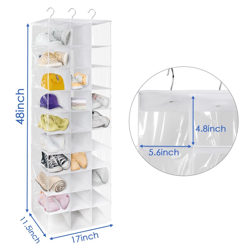 coastal rose Hanging Shoe Closet Organizer, 30 Sections Hanging Closet