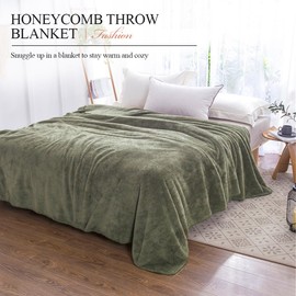 LumiSyne Waffle Honeycomb Throw Blanket Solid Color Luxury Flannel 4 Fluffy Soft Warm Snuggle Blanket Cosy Bedspread Coverlet Bed Cover Decorative Throw For Sofa Bed Armchair 150×200cm