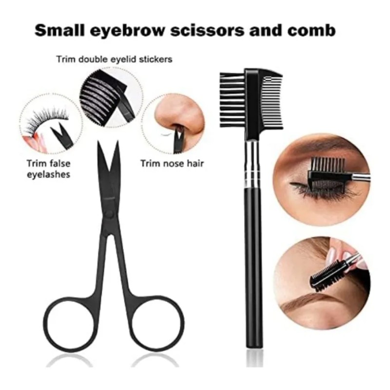12 Uds Herramientas Para Cejas Pinzas Tijeras De Recorte
