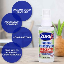 ZORBX Unscented Odor Eliminator for Strong Odor - Used in Hospitals & Healthcare Facilities | Advanced Trusted Formula, Fast-Acting Odor Remover Spray for Dog, Cat, House & Carpet - 2 Oz (Pack of 24)