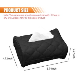 Car Tissue Holder, PU Leather Auto Napkin Holder Fit for 100-150 Standard Tissues, Car Backseat Hanging Tissue Box Cover, Universal Rectangle Napkin Organizer for Car Sun Visor, Headrest (Black)