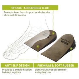 Heel Lift for Women Men Shoe - Bukihome 3 Layers Adjustable Orthopedic Shoe Lifts for Leg Length Discrepancy, Uneven Legs, Pain Heel - Height Increase Inserts 1/8" 2/8" 3/8", Large Pack of 2