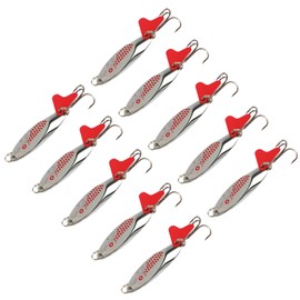 Goture Long Distance Cast Metal Fishing Lure, Artificial Bait Set with Hooks, Fishing Spoon for Trout Pike Bass Crappie, Pack of 10