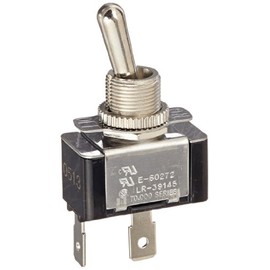 NSI 78050TQ Toggle Switch, Maintained Contact and Single Pole, On Off Circuit Function, SPST, Brass/Nickel Actuator, 20/10 amps at 125/250 VAC, 0.250 Quikconnect Connection, 0.585" Thick
