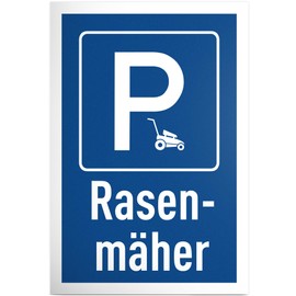 DankeDir! Parking Lawn Mower - 30 x 20 cm Plastic Sign - Garden Decoration Lawn Mower Pitch - Gift Idea for Garden Lovers - Weatherproof Sign