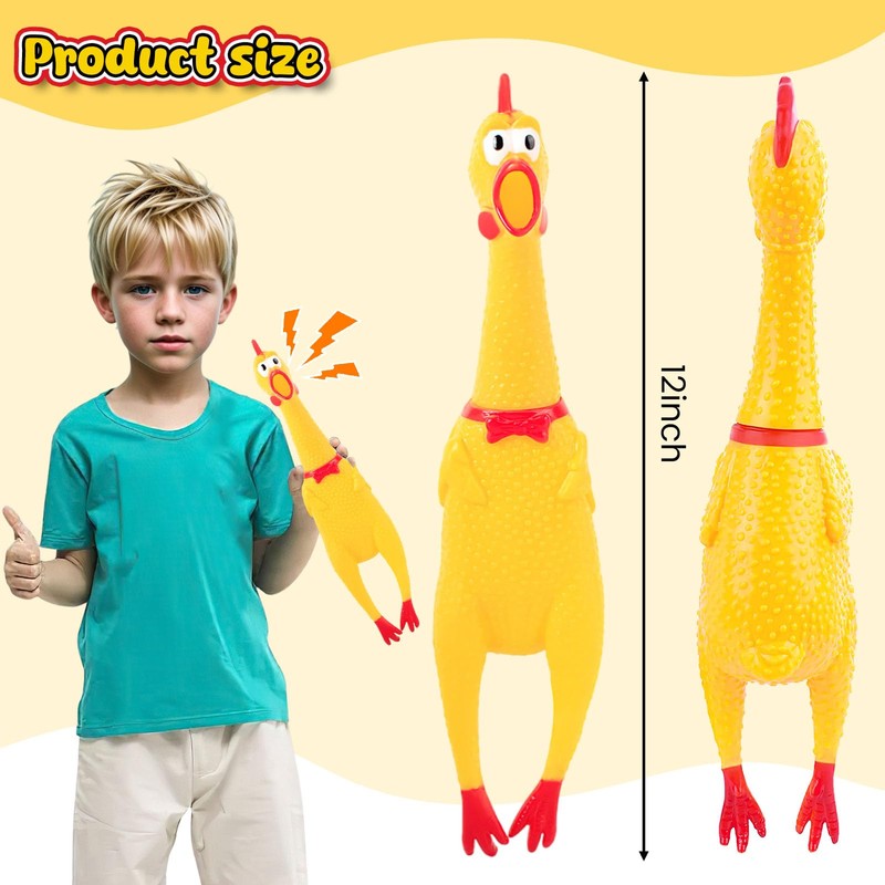 POPLAY Screaming Chicken, Squeaky Chicken Dog Toys Prank Novelty Toys